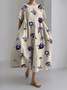 Women's Artistic Floral Print Vintage Casual Dress