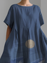 Women's Ocean Whale Art Print Vintage Round Neck Pleated Dress