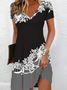 Women's Floral Spring Print Casual V-Neck Short Sleeve Dress