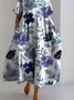 Women's Artistic Floral Print Vintage Casual Dress