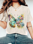 Floral Butterfly Print Wash T-Shirt