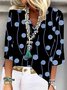 Vintage Loose Polka Dots V Neck Blouse
