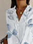 Women's Long Sleeve Shirt Spring/Fall White Floral Buckle Shirt Collar Daily Going Out Casual Top