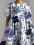 Women's Artistic Floral Print Vintage Casual Dress