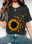Sunflower butterfly Print Wash T-Shirt