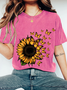 Sunflower butterfly Print Wash T-Shirt