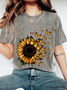 Sunflower butterfly Print Wash T-Shirt