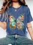 Floral Butterfly Print Wash T-Shirt