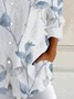 Women's Long Sleeve Shirt Spring/Fall White Floral Buckle Shirt Collar Daily Going Out Casual Top