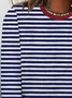Women's Striped Spring Print Casual Round Neck Long Sleeve T-Shirt