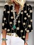 Vintage Loose Polka Dots V Neck Blouse
