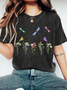 Dragonflies Wildflowers Print Wash T-Shirt