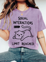 Social Interactions Limit Reached Print Wash T-Shirt