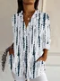 Women's Long Sleeve Shirt Spring/Fall White Striped Buckle Shirt Collar Daily Going Out Casual Top
