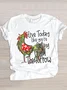 Text Letters Casual Regular Fit T-Shirt