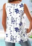 V Neck Street Cotton-Blend Loose Tank Top