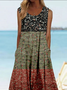 Crew Neck Ditsy Floral Vintage Dress With No