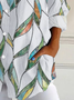 Women's Long Sleeve Shirt Spring/Fall White Geometric Buckle Shirt Collar Daily Going Out Casual Top