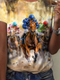 Women's Vintage Western Horse Print T-Shirt