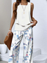 Crew Neck Floral Regular Fit Casual Two-Piece Set With No