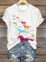 Women's Retro Horse Print V Neck Casual T-Shirt