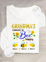 Personalized Grandma With Grandkids Sunflower Bee Butterfly Casual Long Sleeve Shirt