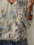Women's Floral Spring Print Casual V-Neck Long Sleeve T-Shirt