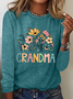 Grandma Flower Casual Long Sleeve Shirt