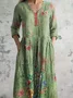 Women's Vintage Floral Art Print Pocket Cotton Dress