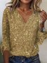 Women's V-neck Sequined Graphic T-shirt Top