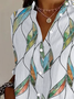 Women's Long Sleeve Shirt Spring/Fall White Geometric Buckle Shirt Collar Daily Going Out Casual Top