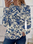Women's Spring Floral Print Casual Round Neck Long Sleeve T-Shirt