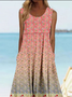 Crew Neck Casual Multicolor Block Dress With No