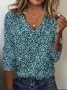 Women's Floral Spring Print Casual V-Neck Long Sleeve T-Shirt