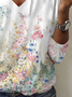 Women's Floral Spring Print Casual V-Neck Long Sleeve T-Shirt