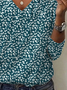 Women's Floral Spring Print Casual V-Neck Long Sleeve T-Shirt