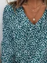Women's Floral Spring Print Casual V-Neck Long Sleeve T-Shirt