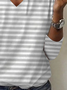 Women's Striped Print Casual V-Neck Long Sleeve T-Shirt