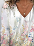 Women's Floral Spring Print Casual V-Neck Long Sleeve T-Shirt