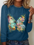 Floral Butterfly Casual Long Sleeve Shirt