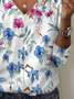 Women's Floral Spring Print Casual V-Neck Long Sleeve T-Shirt