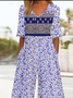Ethnic Geometry Casual V Neck Loose Jumpsuit