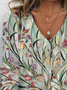 Women's Floral Spring Print Casual V-Neck Long Sleeve T-Shirt