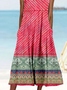 Loose Crew Neck Vintage Ethnic Geometry Dress With No