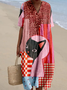 Casual V Neck Cotton-Blend Dress With No