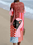 Casual V Neck Cotton-Blend Dress With No