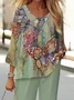 Women's Floral Spring Print Casual Fashion Two Piece Suit