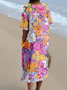 Vintage Tropical Loose Dress With No