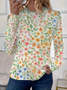 Women's Floral Spring Print Casual Round Neck Long Sleeve T-Shirt