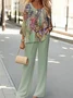 Women's Floral Spring Print Casual Fashion Two Piece Suit